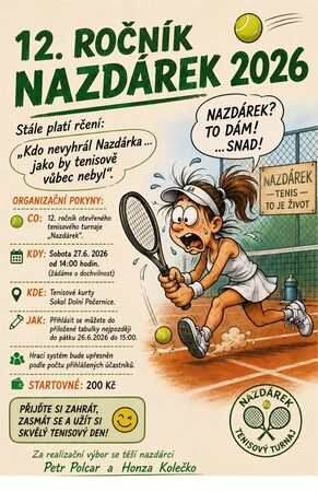 Prestižní tenisový turnaj NAZDÁREK 2026